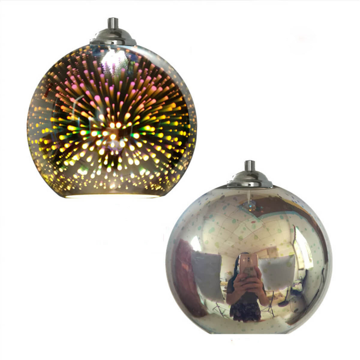 Lámpara colgante Moderne Creatieve 3D Kleurrijke Vuurwerk Glas 1-Licht Koepel