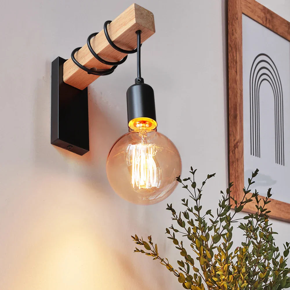 RusticBeam - Lámpara de pared Houten en IJzeren