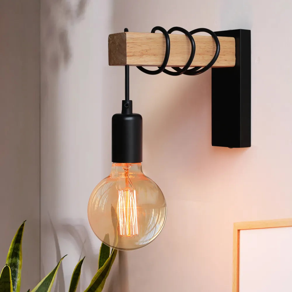 RusticBeam - Lámpara de pared Houten en IJzeren