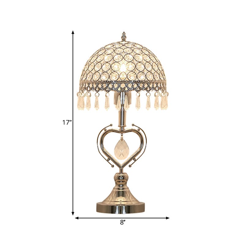 LuxiGlow - Lámpara de mesa de media esfera con Kristal Ingelegde Druppels