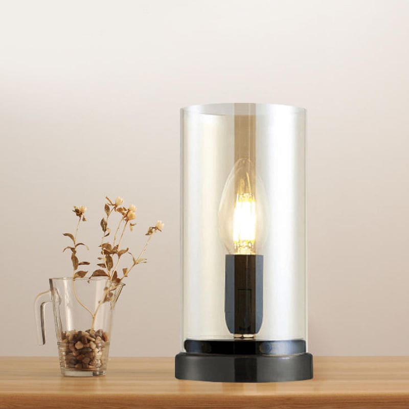 GloeiEva - Lámpara de mesa vidriada industrial negra para cámaras de madera