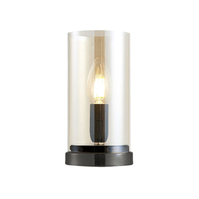 GloeiEva - Lámpara de mesa vidriada industrial negra para cámaras de madera