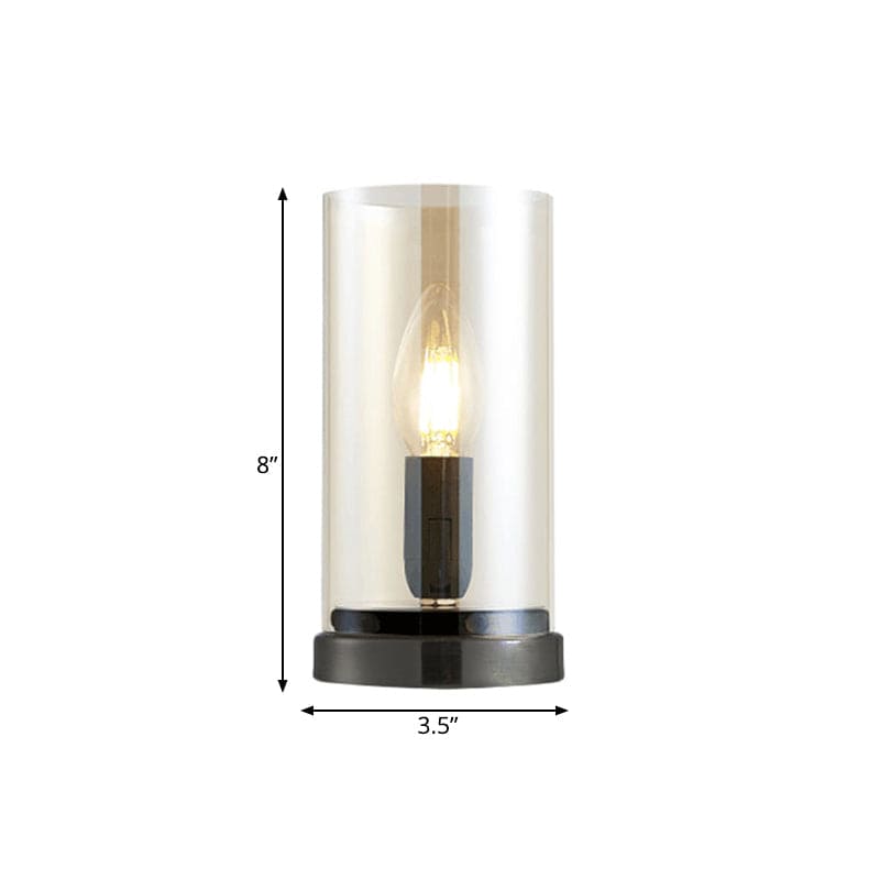 GloeiEva - Lámpara de mesa vidriada industrial negra para cámaras de madera