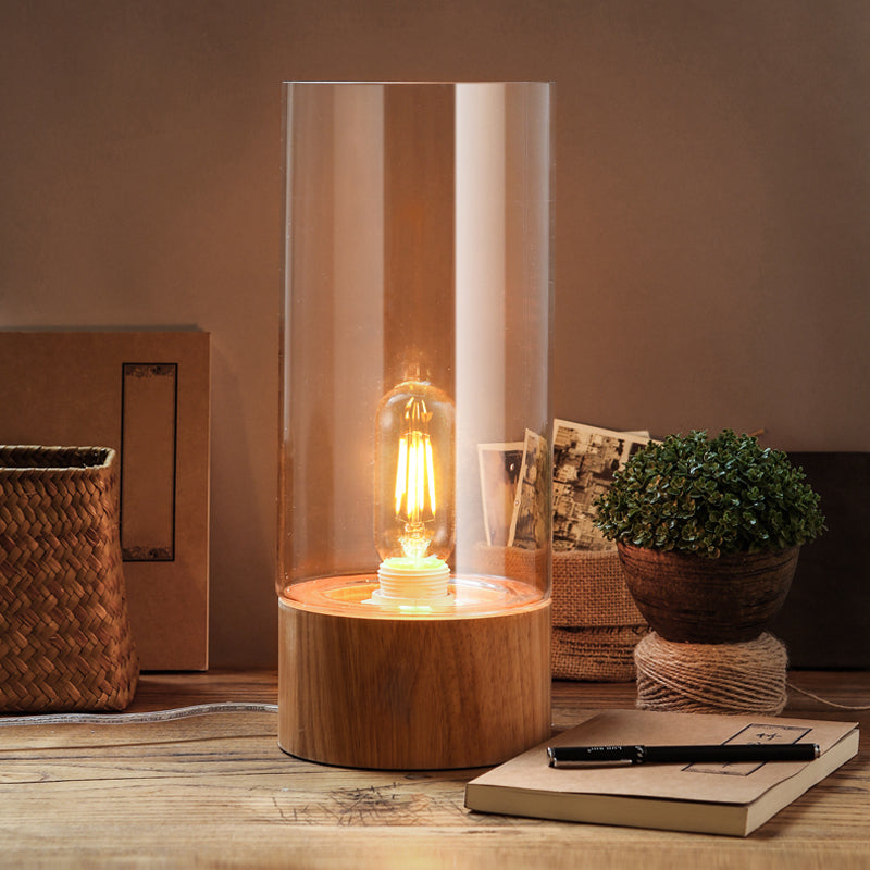 Lumeo - Stijlvolle Cilindernachttafellamp con Houten Voet