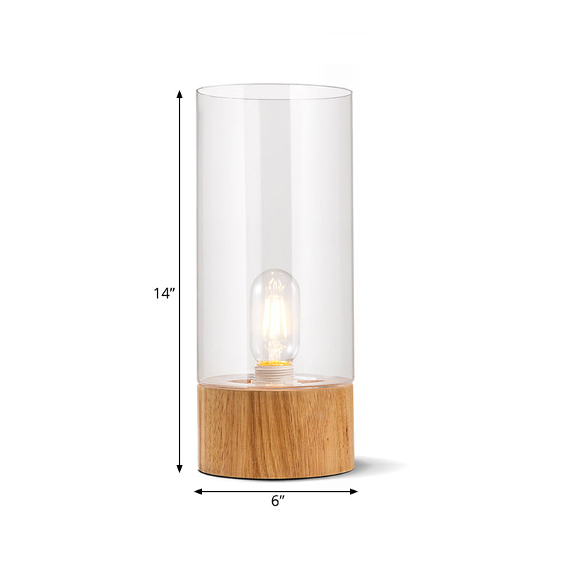 Lumeo - Stijlvolle Cilindernachttafellamp con Houten Voet