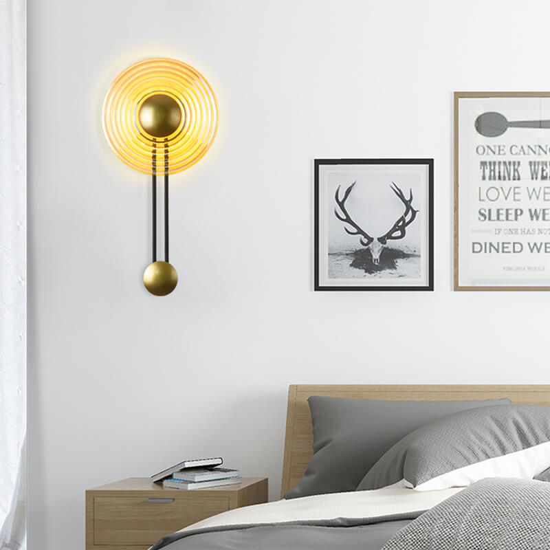 LuxLight - Moderna lámpara de pared LED circular de 1 luz con brazo