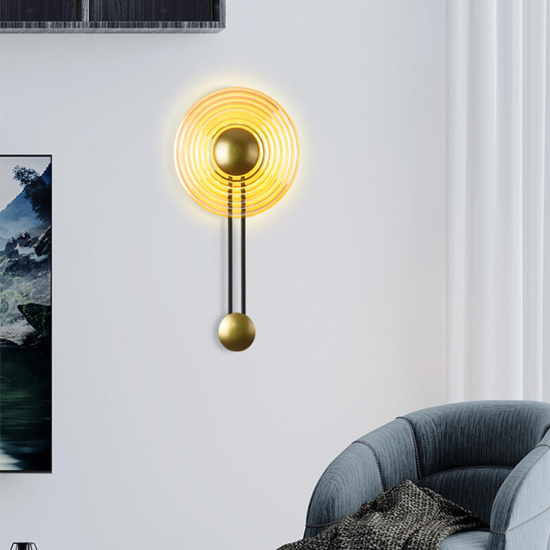 LuxLight - Moderna lámpara de pared LED circular de 1 luz con brazo