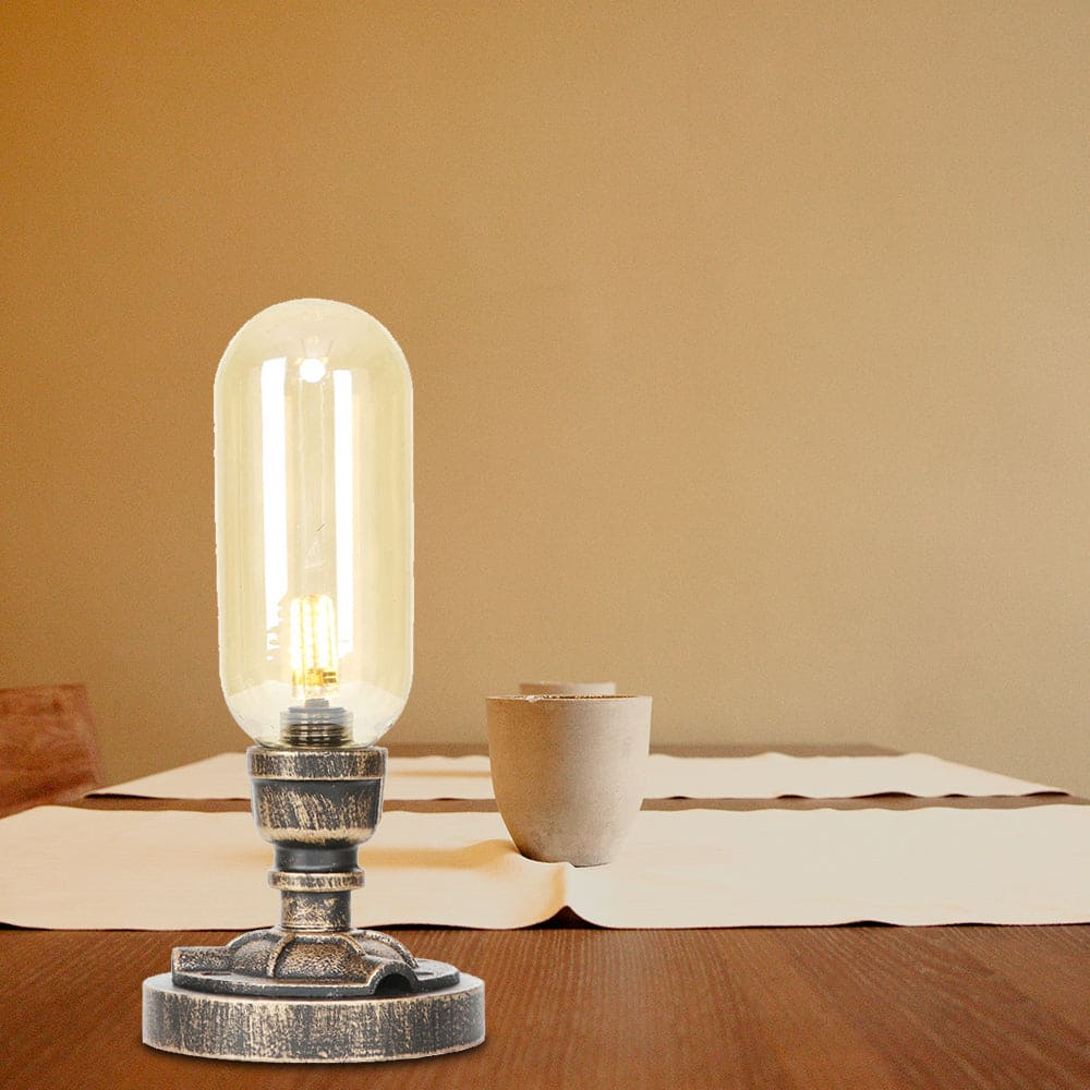 RoboGlow - Lámpara de mesa moderna con diseño industrial y pijp de metal