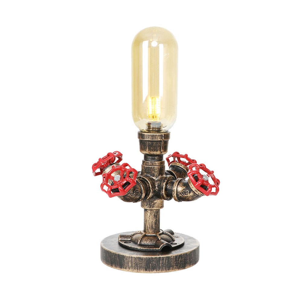 RoboGlow - Lámpara de mesa moderna con diseño industrial y pijp de metal