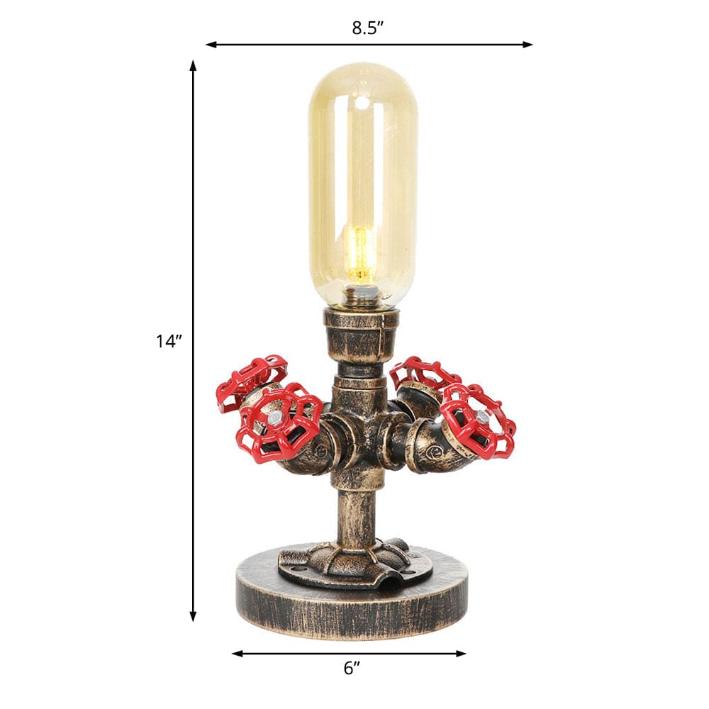 RoboGlow - Lámpara de mesa moderna con diseño industrial y pijp de metal