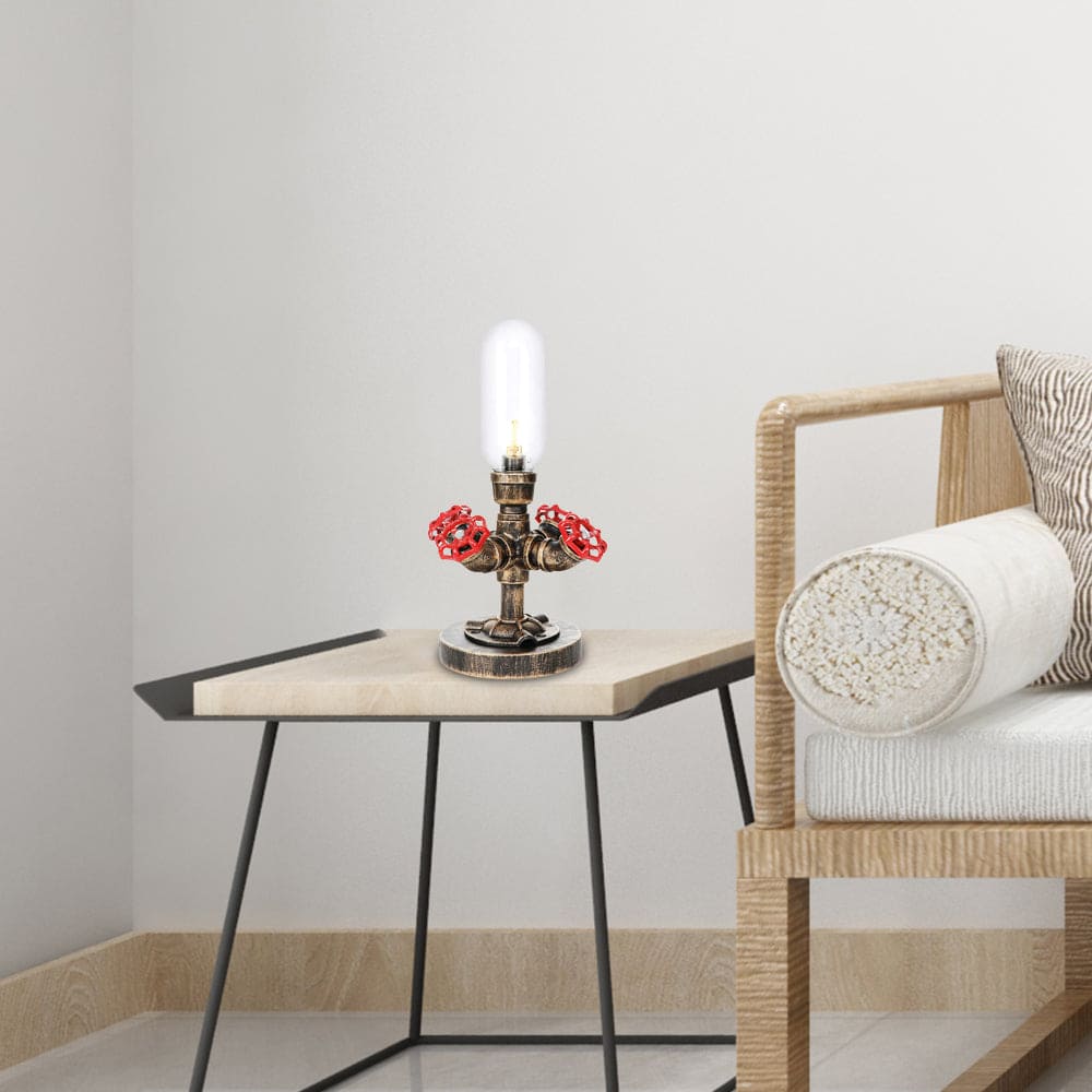 RoboGlow - Lámpara de mesa moderna con diseño industrial y pijp de metal