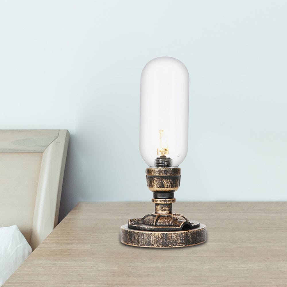 RoboGlow - Lámpara de mesa moderna con diseño industrial y pijp de metal