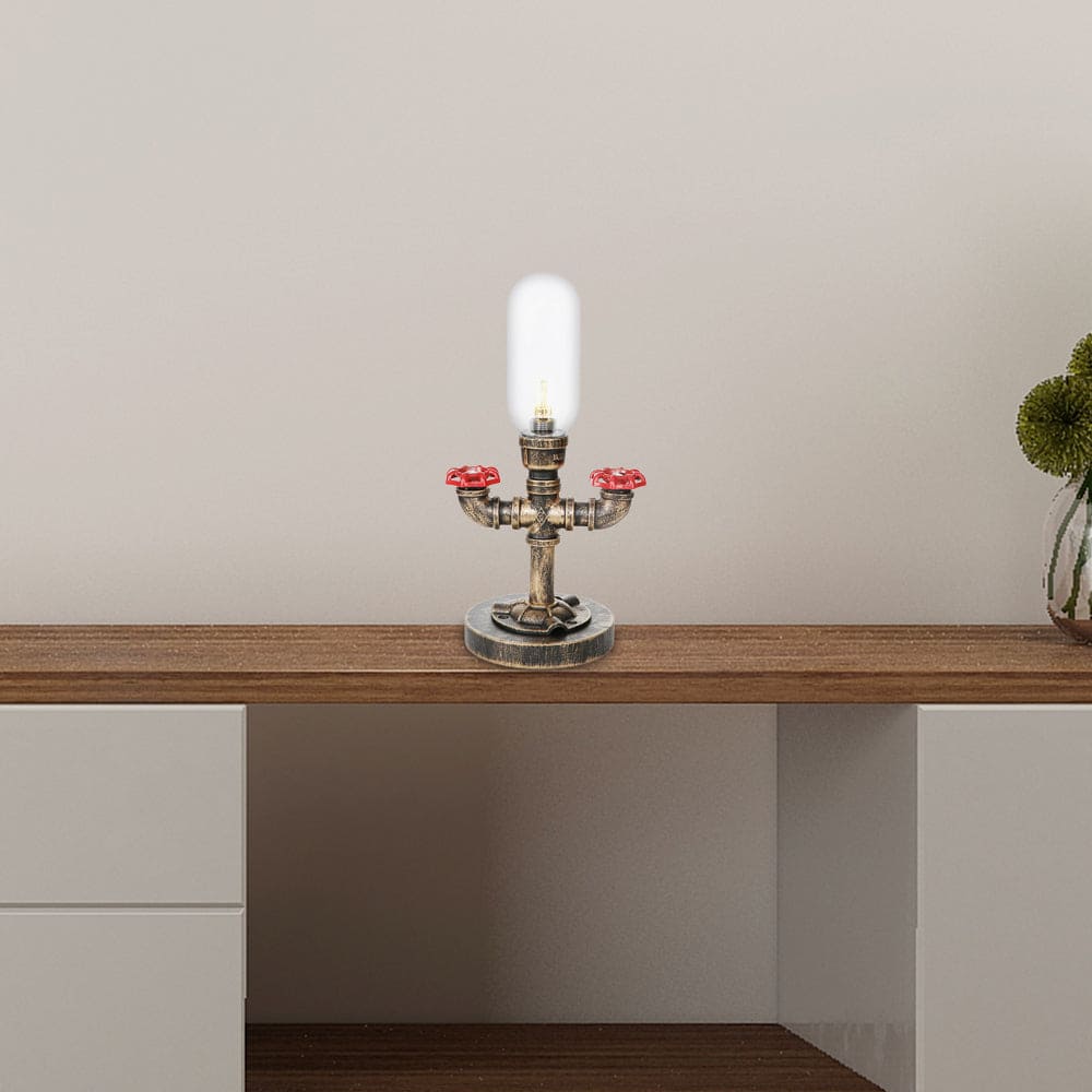 RoboGlow - Lámpara de mesa moderna con diseño industrial y pijp de metal