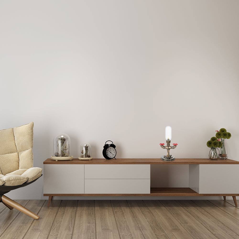 RoboGlow - Lámpara de mesa moderna con diseño industrial y pijp de metal