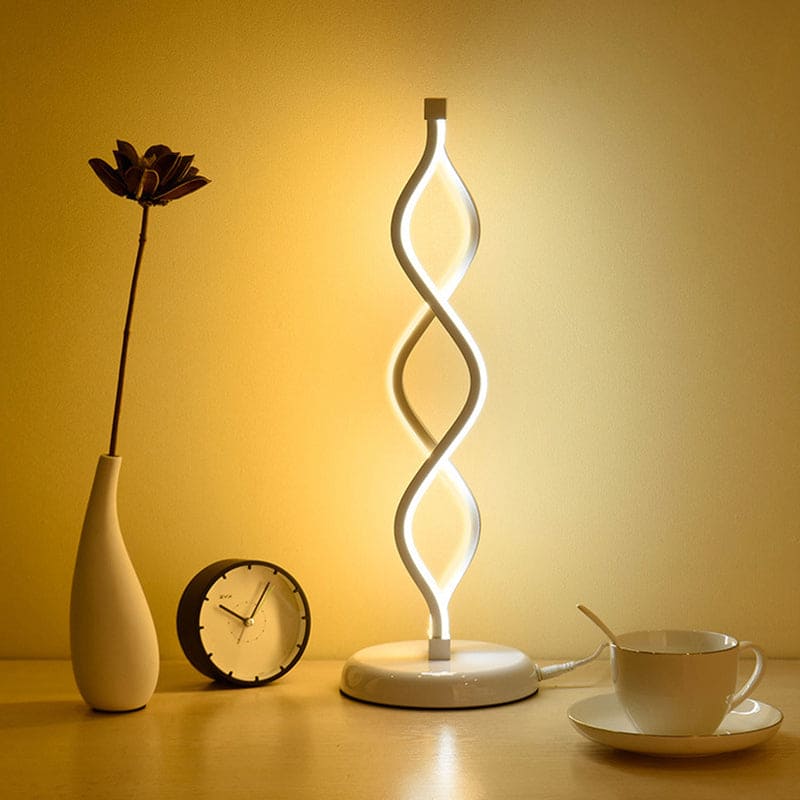 LichtElegance - Lámpara de mesa LED blanca spiraalvormige
