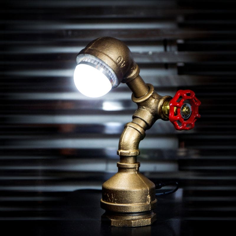 GlowBot - Steampunk Messing Robotlicht con Draaiklep Schakelaar