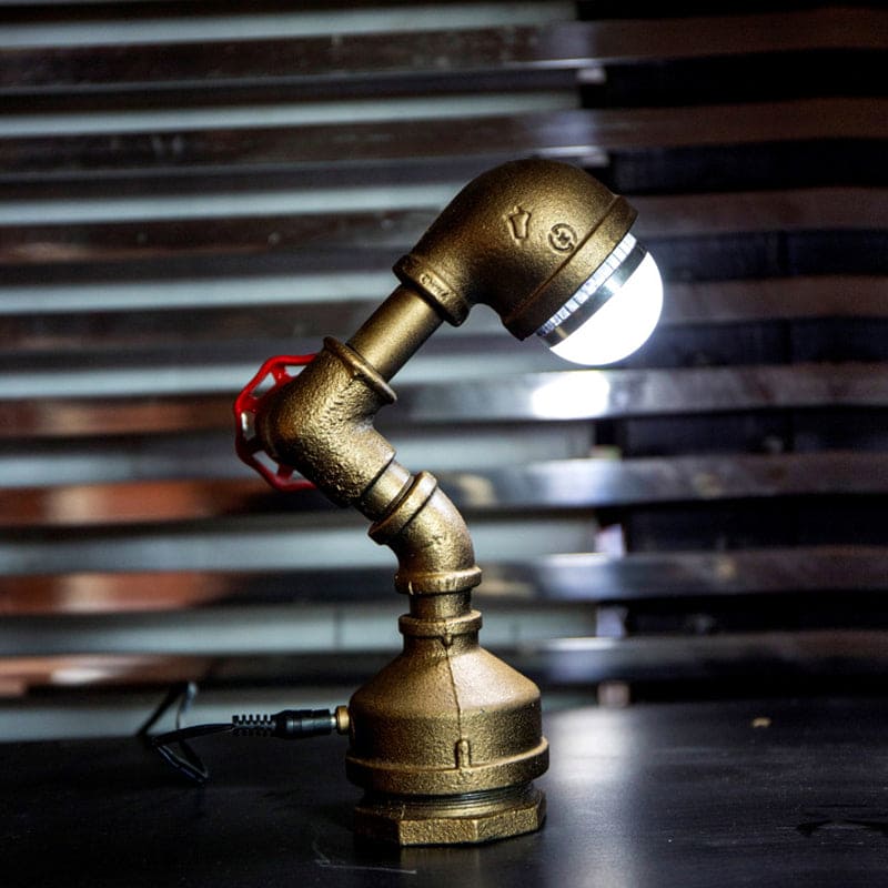 GlowBot - Steampunk Messing Robotlicht con Draaiklep Schakelaar