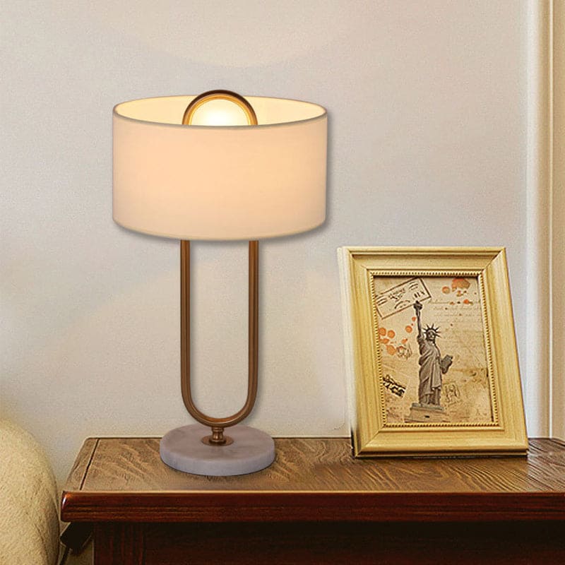 LichtAnna - Witte Trommel Nachtkastlamp con Ovaal Staander