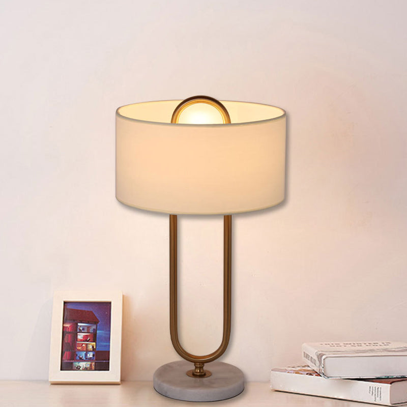 LichtAnna - Witte Trommel Nachtkastlamp con Ovaal Staander