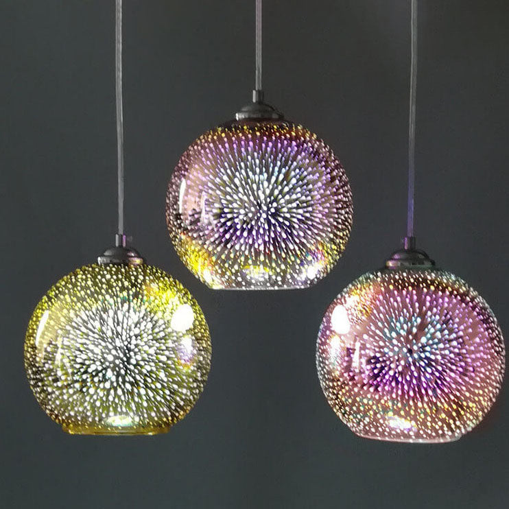 Lámpara colgante Moderne Creatieve 3D Kleurrijke Vuurwerk Glas 1-Licht Koepel