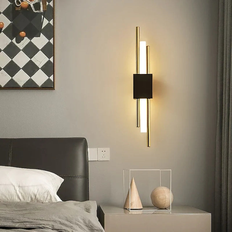 LuminArt - Lámpara de pared LED Stijlvolle Zwarte/Gouden para cámara de vídeo