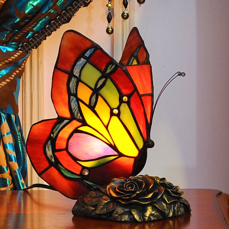 GardenGlow - Lámpara de mesa de flores victorianas con vlinder