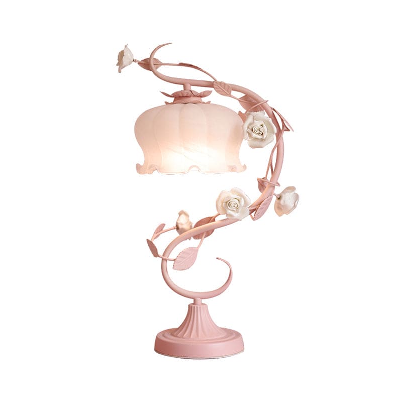 FloraLux - Tafellamp en Pastorale Stijl met Keramische Roos