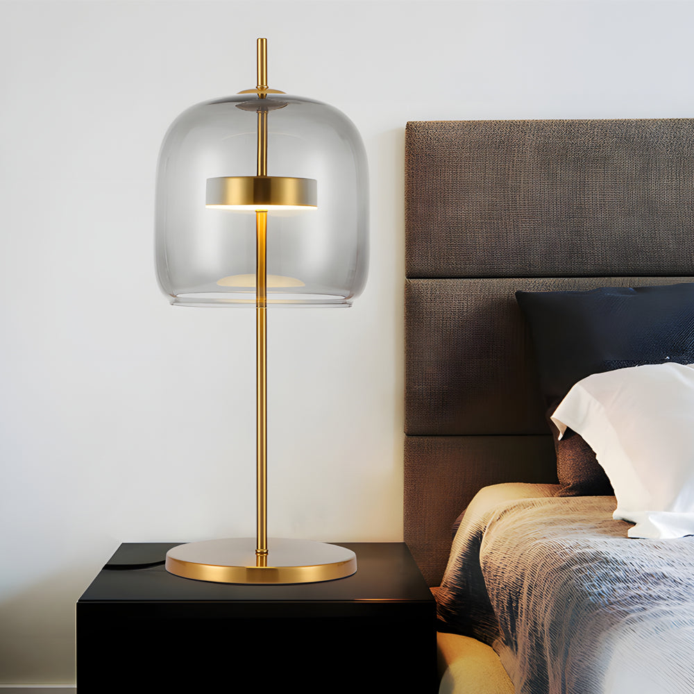 LumiLux - Rookglas Tafellamp voor een Sfeervolle Slaapkamer