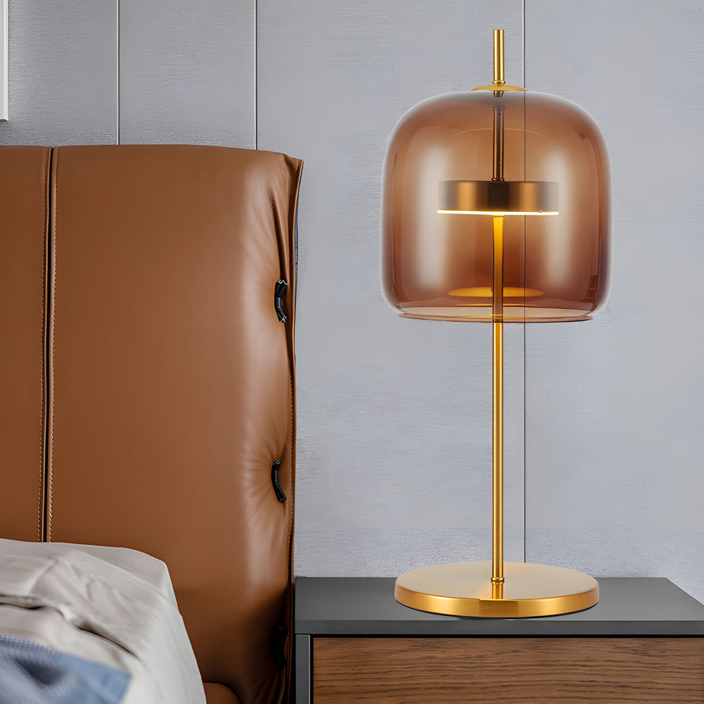 LumiLux - Rookglas Tafellamp voor een Sfeervolle Slaapkamer