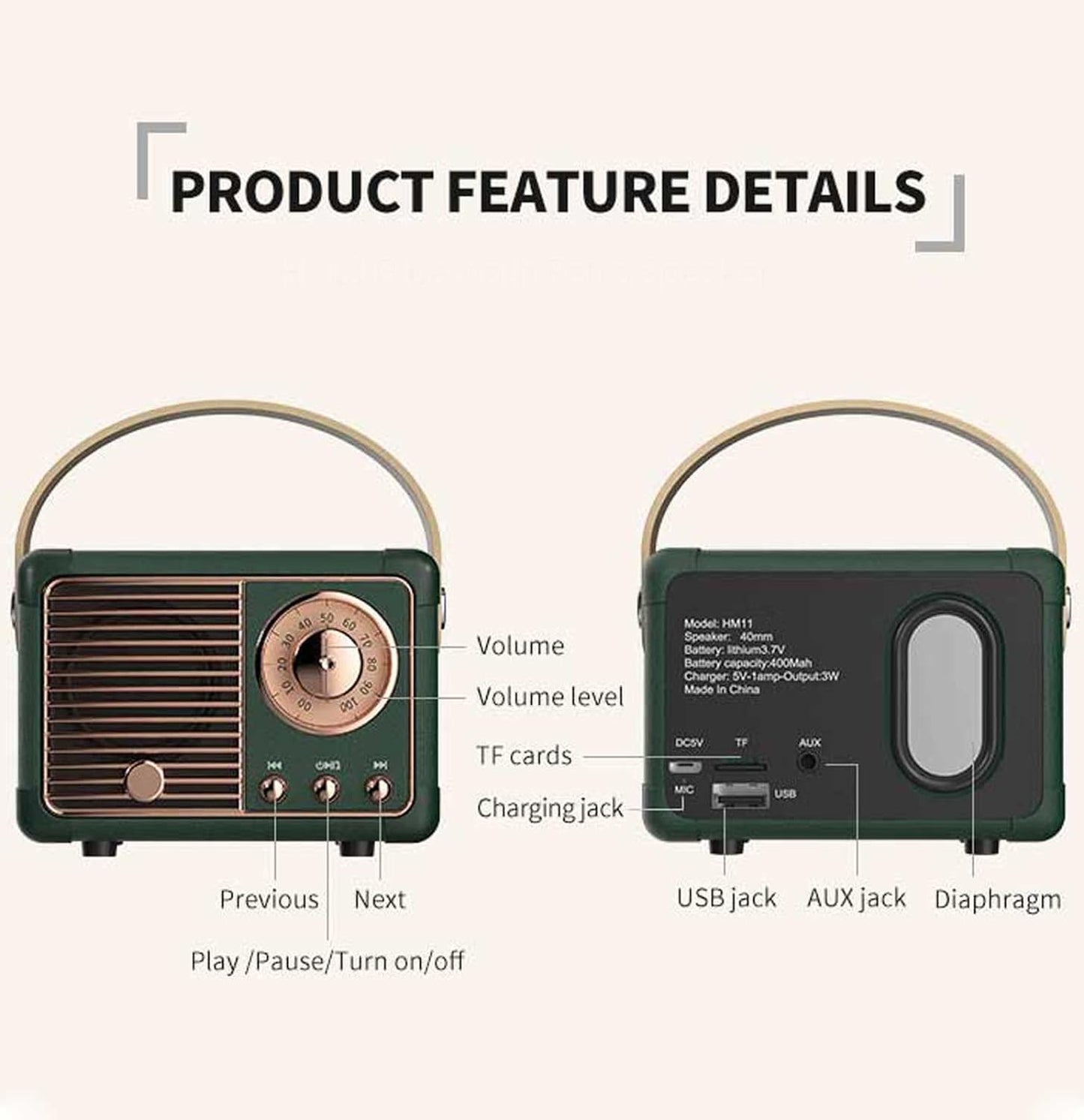 Altavoz Bluetooth retro