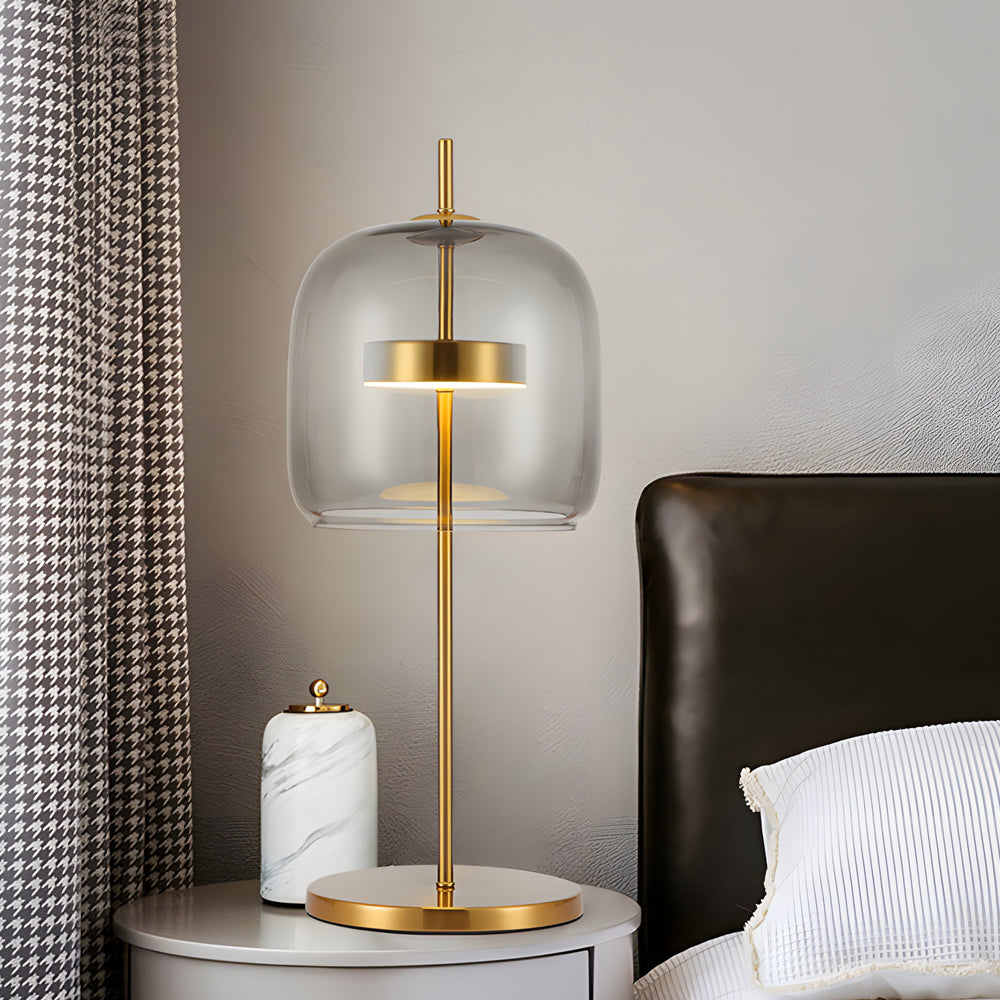 LumiLux - Rookglas Tafellamp voor een Sfeervolle Slaapkamer