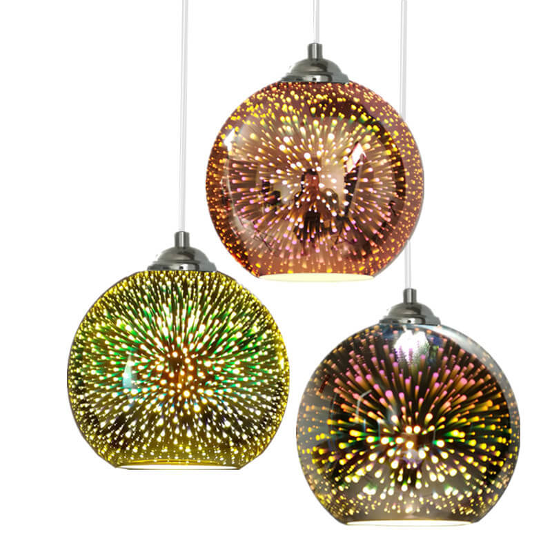 Lámpara colgante Moderne Creatieve 3D Kleurrijke Vuurwerk Glas 1-Licht Koepel