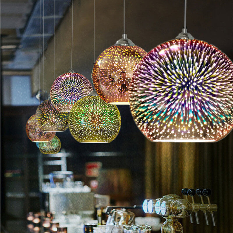 Lámpara colgante Moderne Creatieve 3D Kleurrijke Vuurwerk Glas 1-Licht Koepel