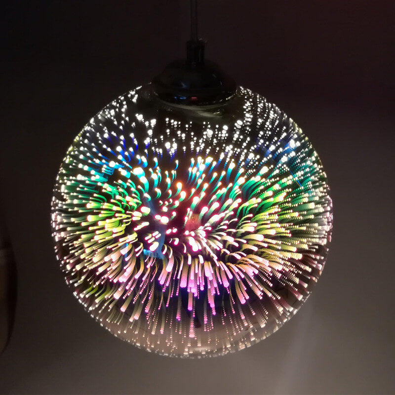 Lámpara colgante Moderne Creatieve 3D Kleurrijke Vuurwerk Glas 1-Licht Koepel
