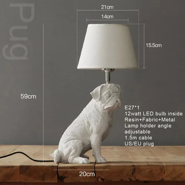 PupArt - Lámpara de mesa Art Déco para cachorros