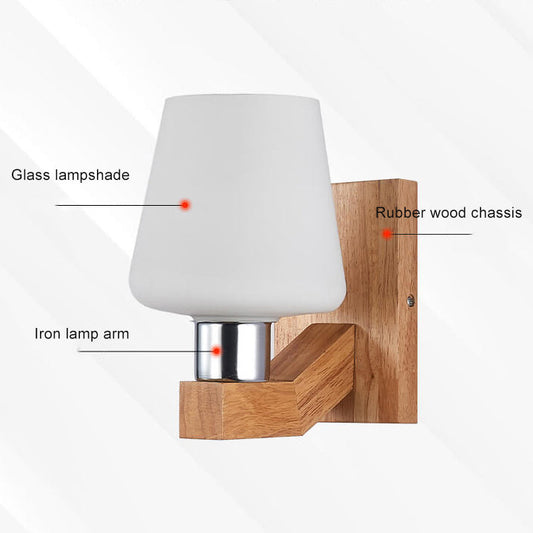 ScandiLicht - Moderne glazen en houten wandlamp