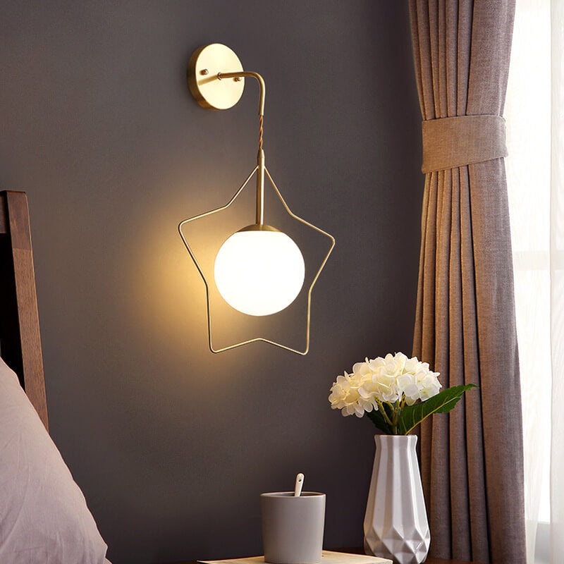 GlowLight - Moderne pentagramvormige glazen bol wandlamp met warm licht