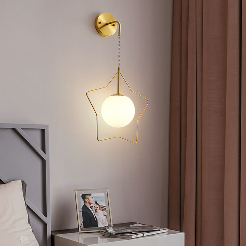 GlowLight - Moderne pentagramvormige glazen bol wandlamp met warm licht