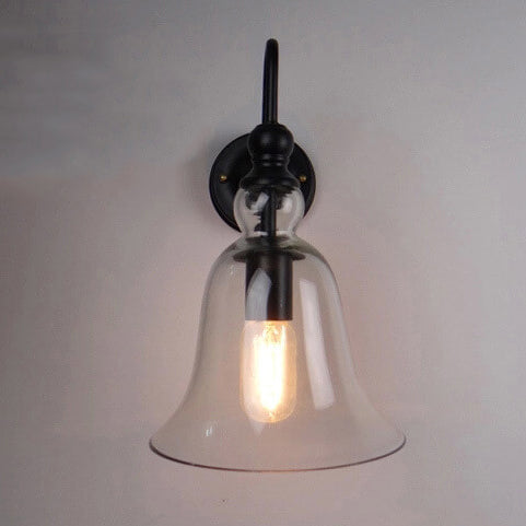 VintageGlow - Industriële wandlamp in vintage-stijl met één helder glazen klok