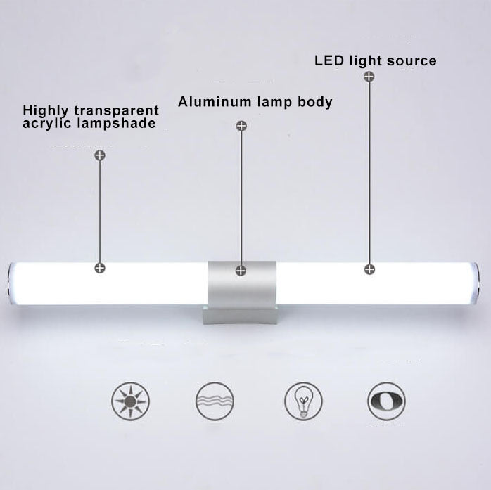 LuxBright - Moderne minimalistische cilindrische LED spiegel wandlamp