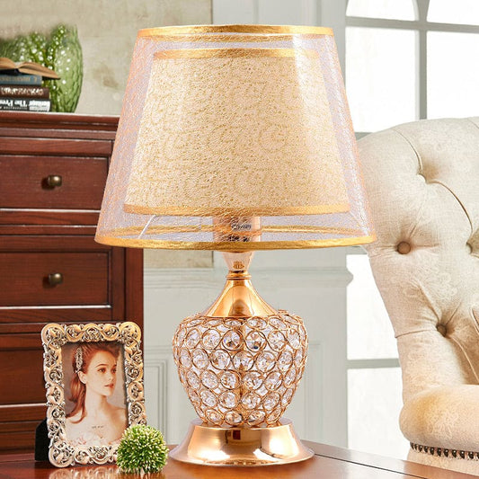 VintageGloed - Retro Urn Nachtkastlamp met Dubbele Empire-Kegel