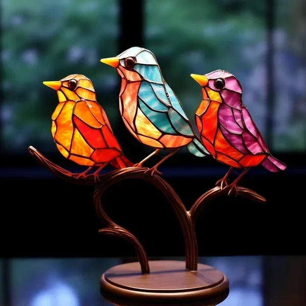 LuxeHome - AvianElegance Vogels in Gekleurd Glas voor een Geraffineerd Interieurontwerp