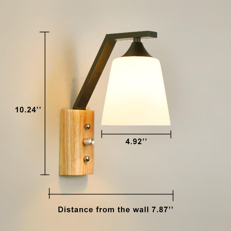 HoutenGloed - Eenvoudige wandlamp met houten arm