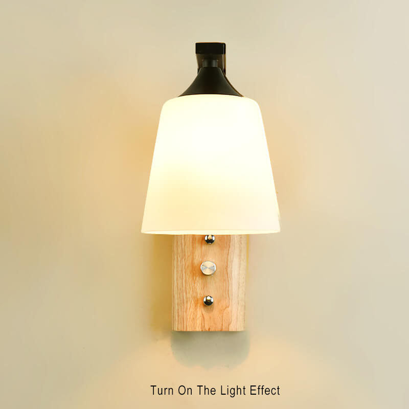 HoutenGloed - Eenvoudige wandlamp met houten arm