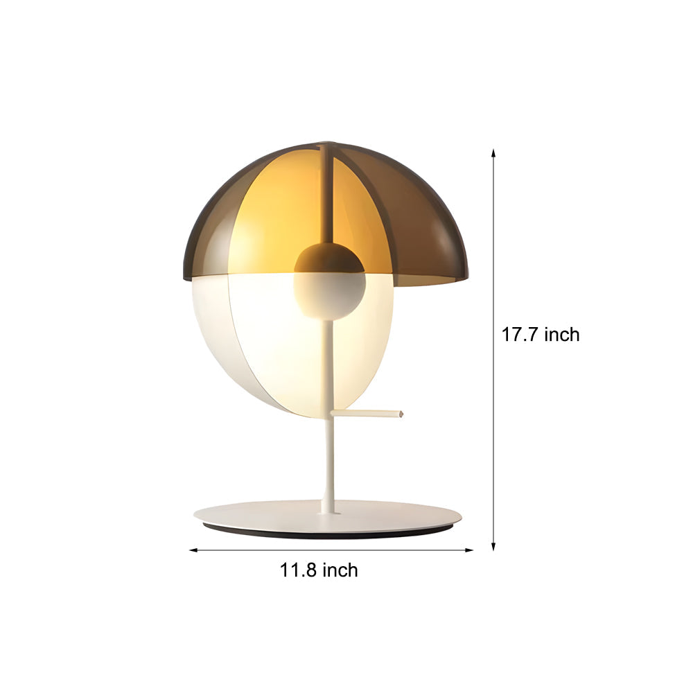 Theia - Tafellamp met Verticale Halve Bol en Horizontale Gerookte Kap