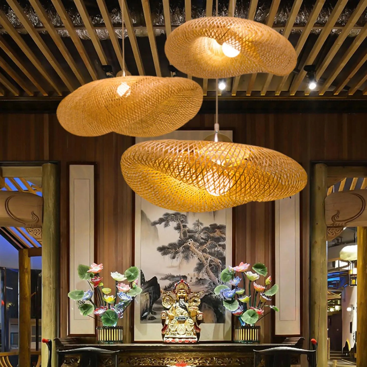 EcoLantern - Lámpara colgante LED vintage de bambú 