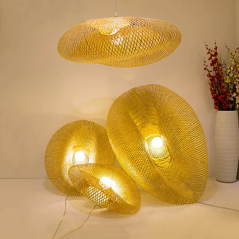 EcoLantern - Lámpara colgante LED vintage de bambú 