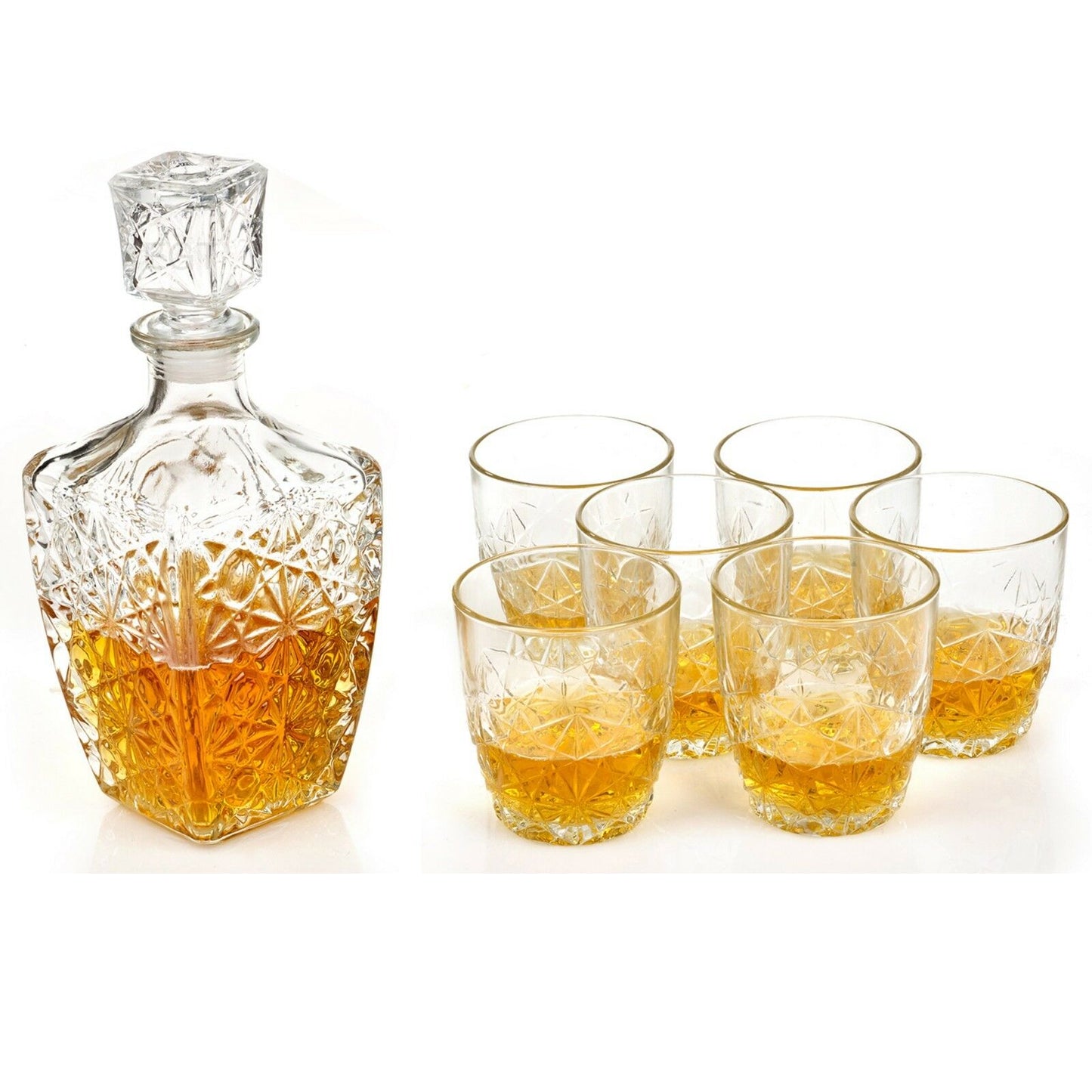 Luxe Whiskey Decanter Set, 7-delig | Inclusief Karaf en Glazen | Perfect Cadeau voor Whiskeyliefhebbers