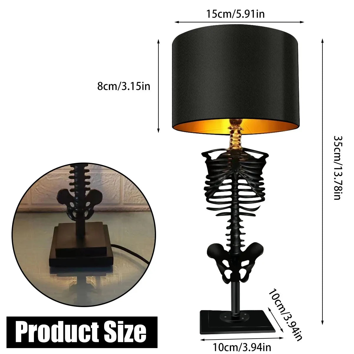 Handgemaakte Gothic Skelet Tafellamp