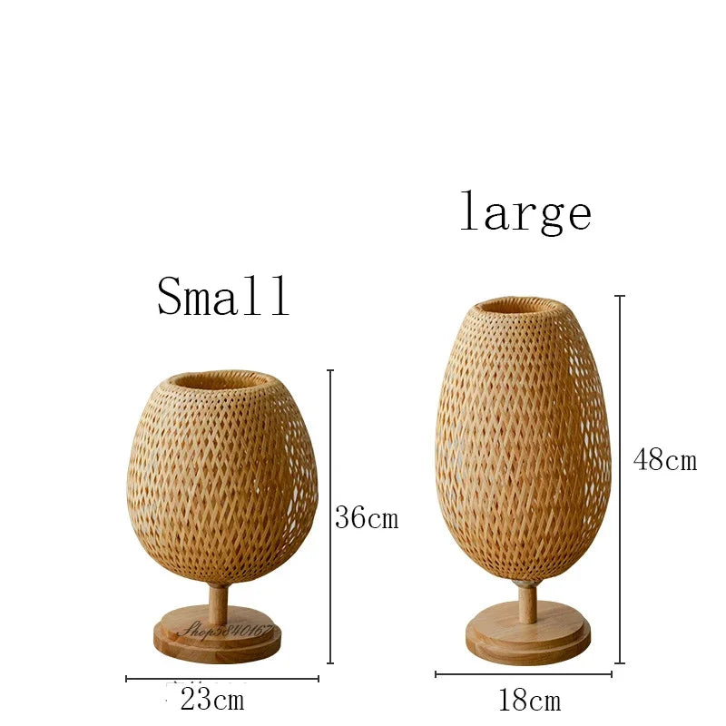 AntiqueBamboo - Lámpara de mesa de bambú vintage